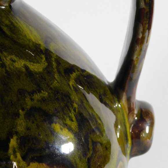 Vintage 15 Inch Tall Swirl Glaze Dipped Pot Belly Hand Thrown - Picture 11 of 15